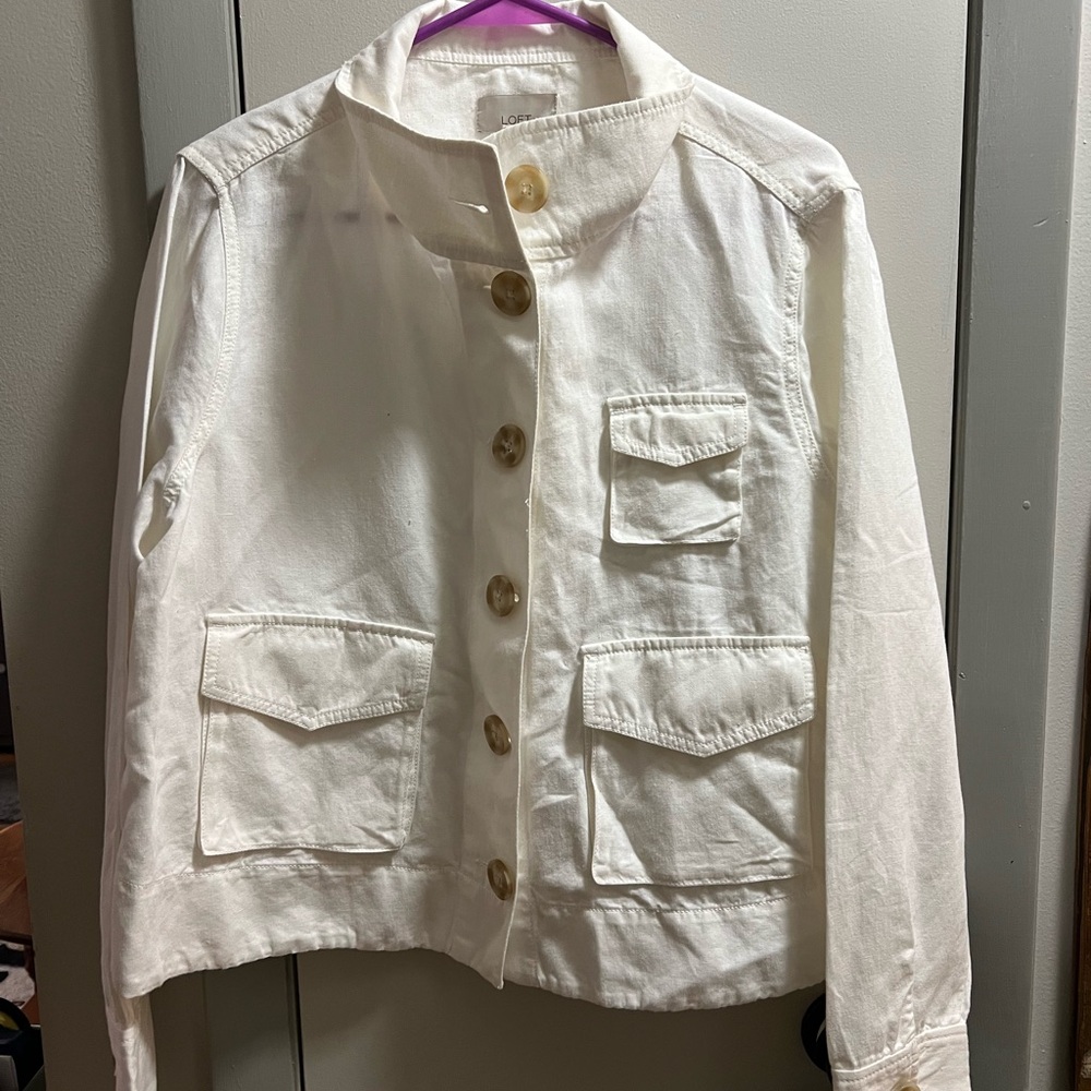 LOFT Ivory Button-Up Jacket
